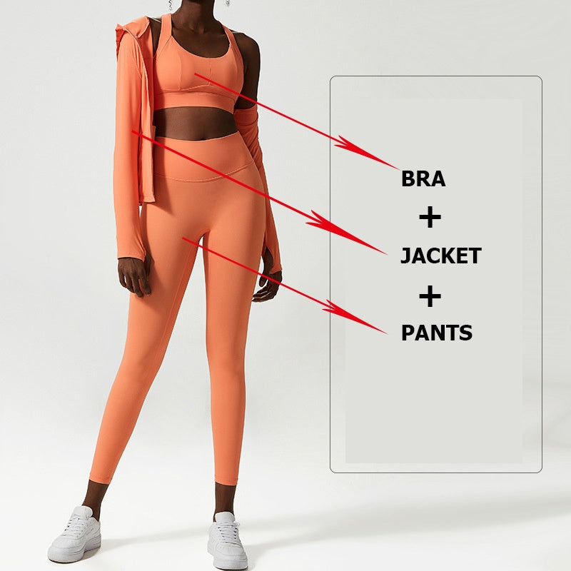 Ensemble Complet de Yoga et Fitness : Legging, Brassière et Veste