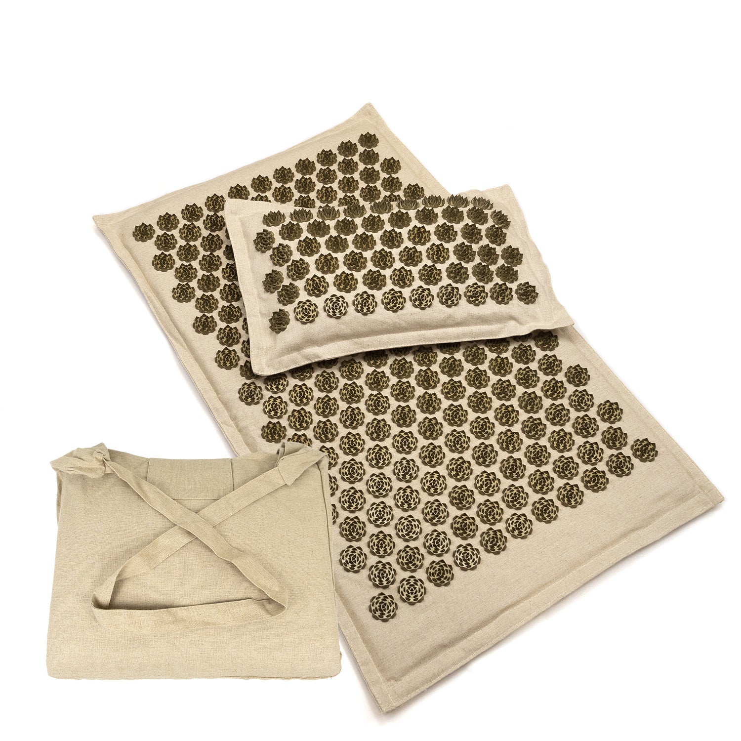 Triangle Lotus Linen Acupuncture Massage Yoga Mat Set