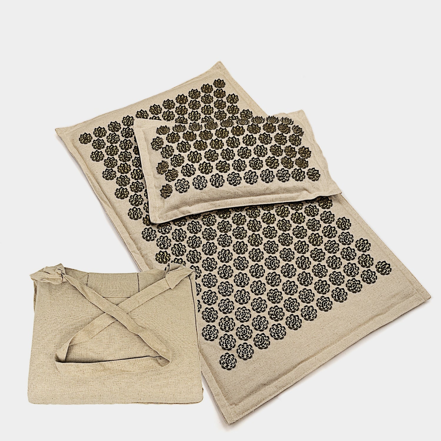 Triangle Lotus Linen Acupuncture Massage Yoga Mat Set