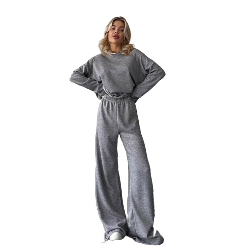 Hooded Sweater Casual Straight Trousers Suit