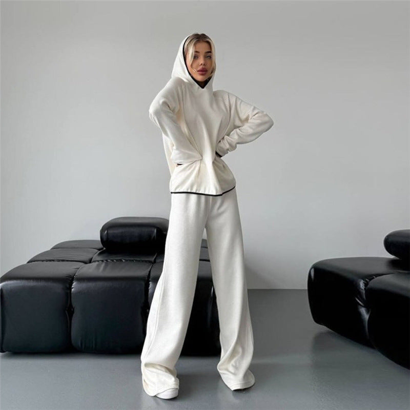 Hooded Sweater Casual Straight Trousers Suit