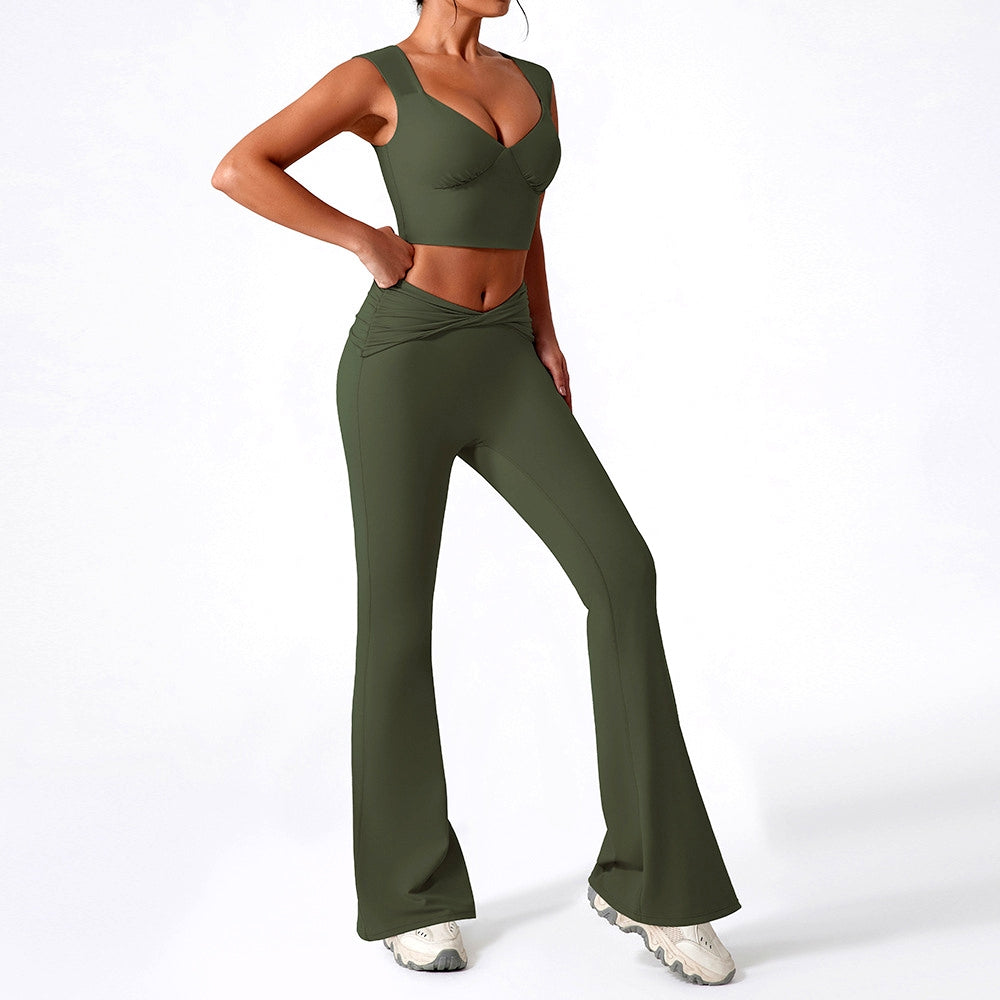 Ensemble aus Yoga, Fitness-Leggings und Büstenhalter-Bildhauern