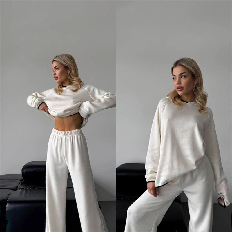 Hooded Sweater Casual Straight Trousers Suit