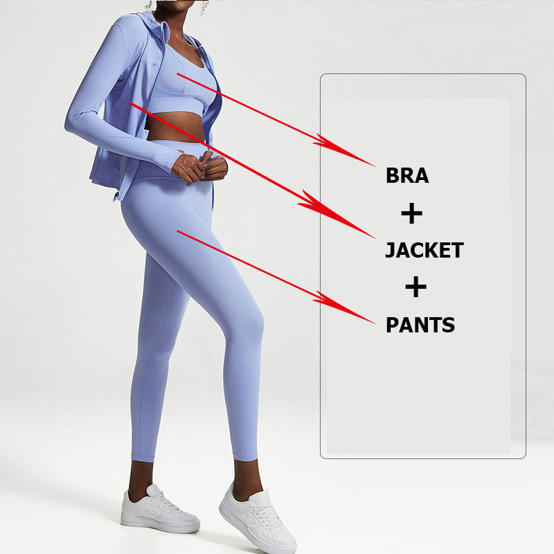 Ensemble Complet de Yoga et Fitness : Legging, Brassière et Veste
