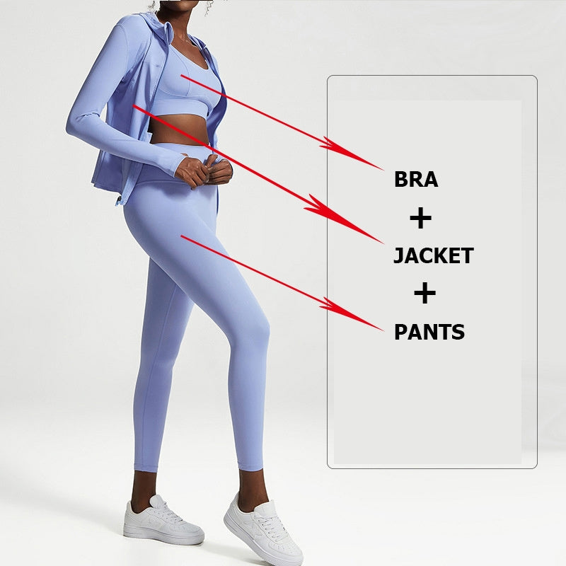 Ensemble Complet de Yoga et Fitness : Legging, Brassière et Veste