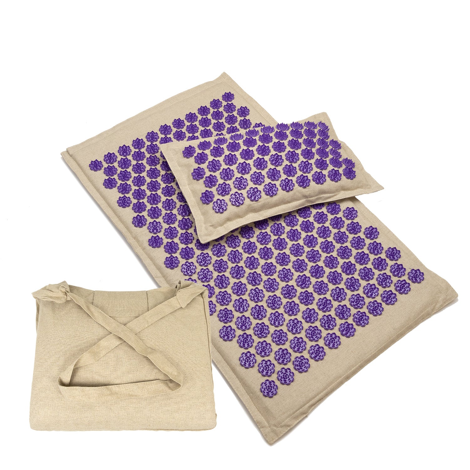 Triangle Lotus Linen Acupuncture Massage Yoga Mat Set