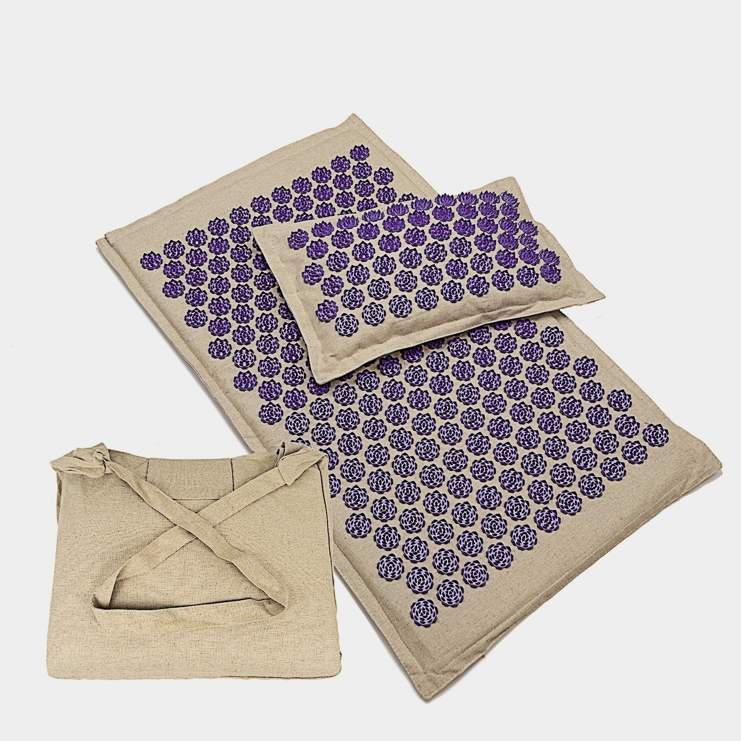 Triangle Lotus Linen Acupuncture Massage Yoga Mat Set