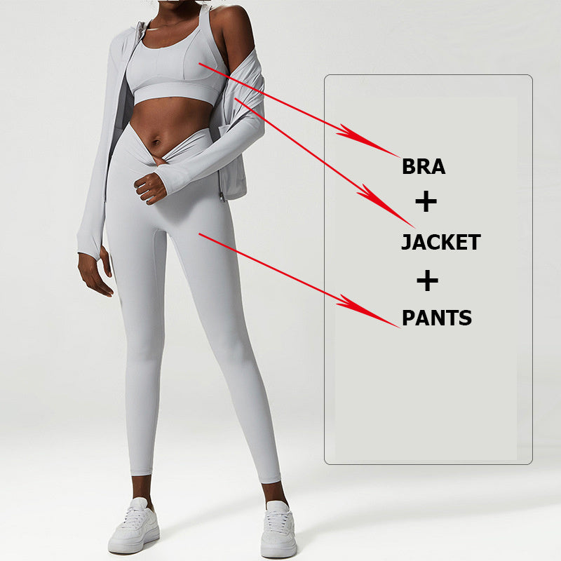 Ensemble Complet de Yoga et Fitness : Legging, Brassière et Veste