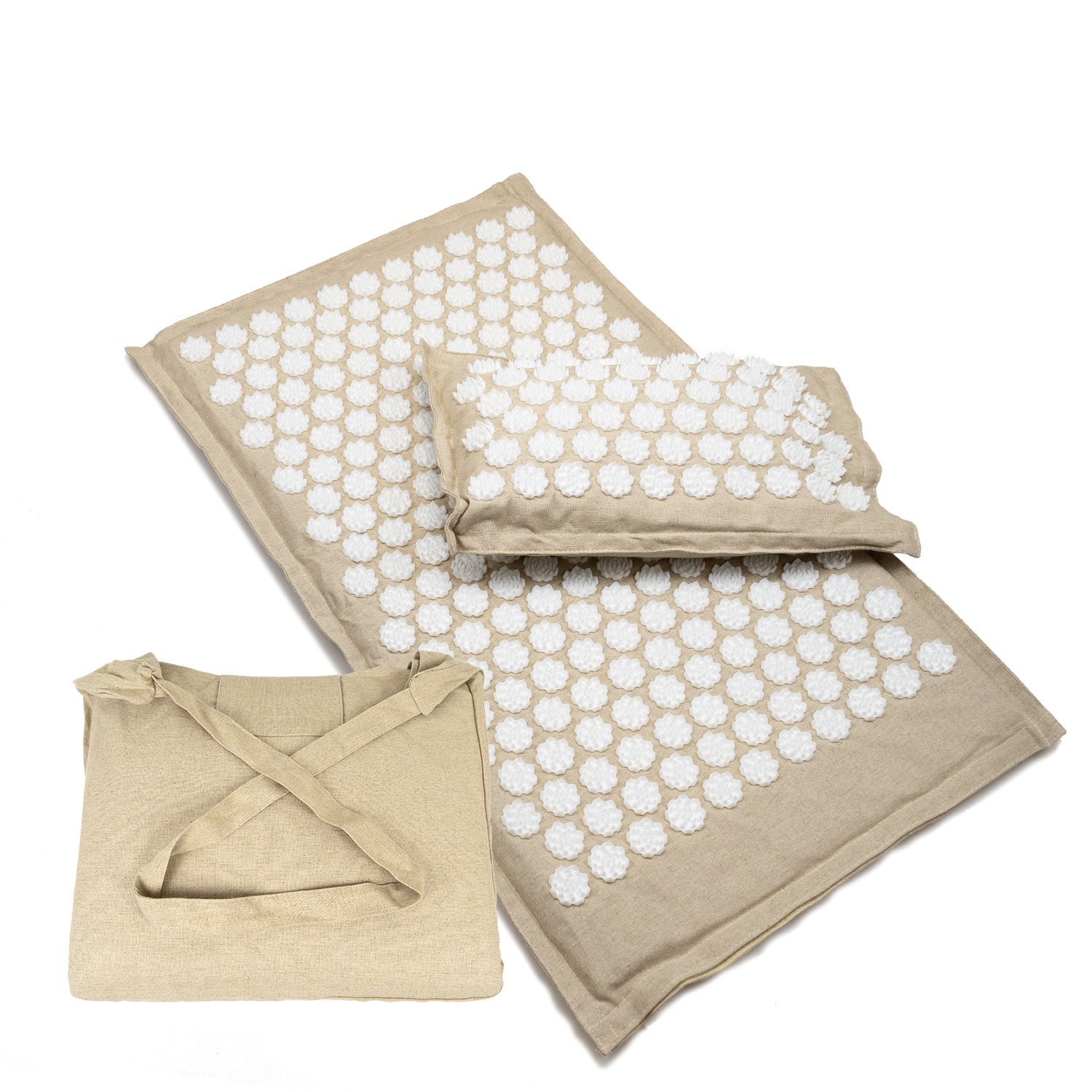 Triangle Lotus Linen Acupuncture Massage Yoga Mat Set