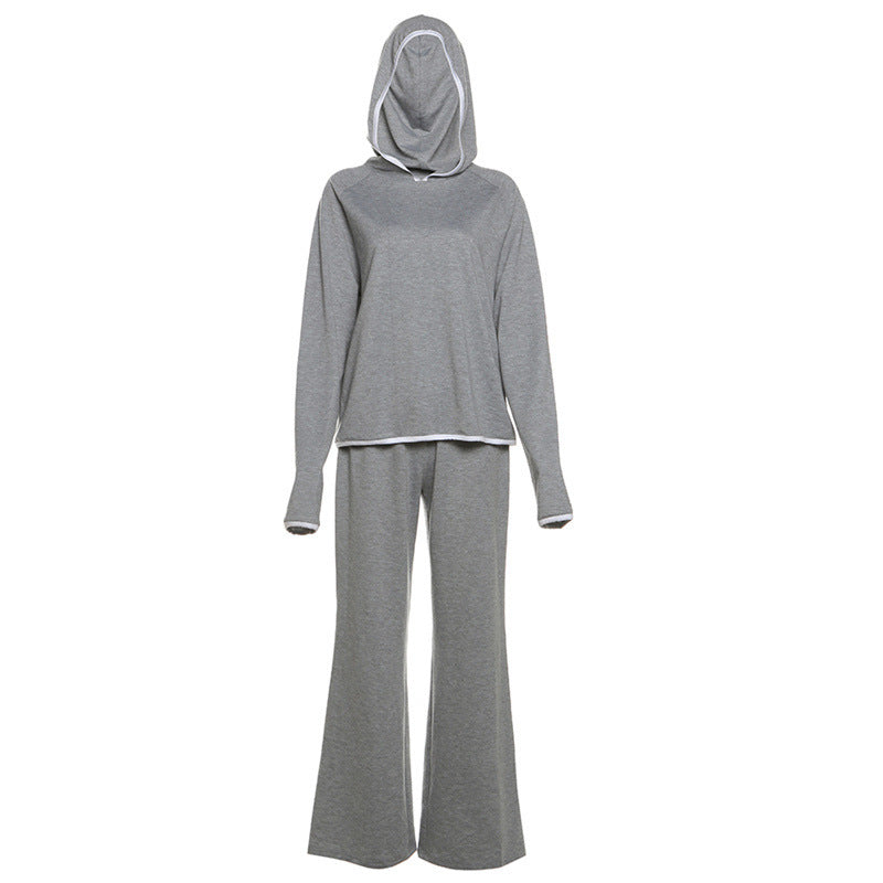 Hooded Sweater Casual Straight Trousers Suit