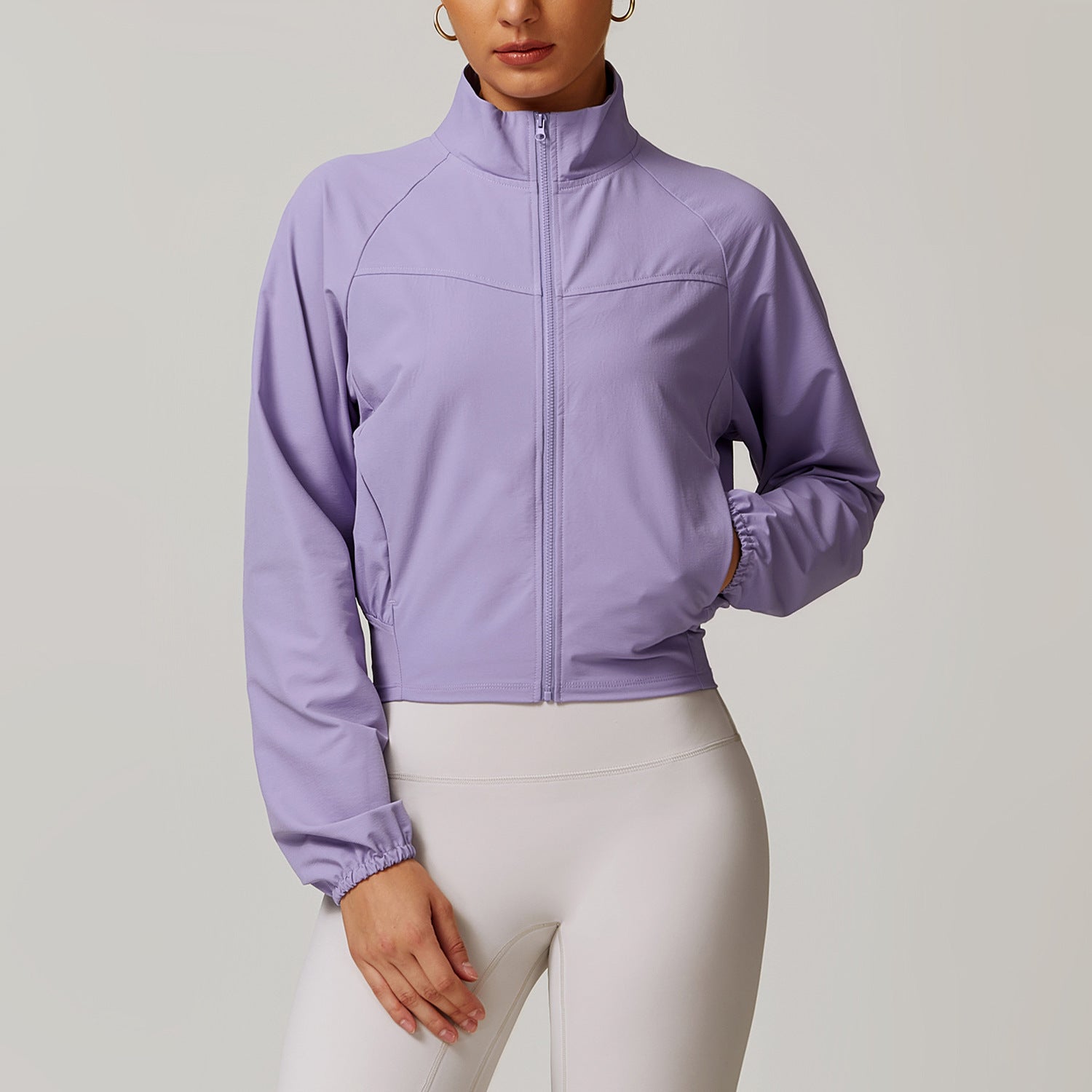 veste a zip sans capuche fitness violet